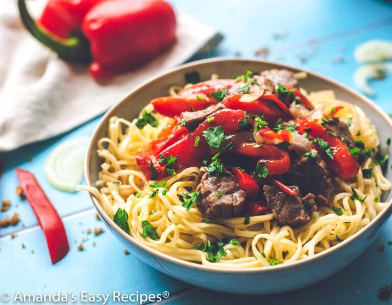 Crock Pot Pepper Steak - Amanda's Easy Recipes